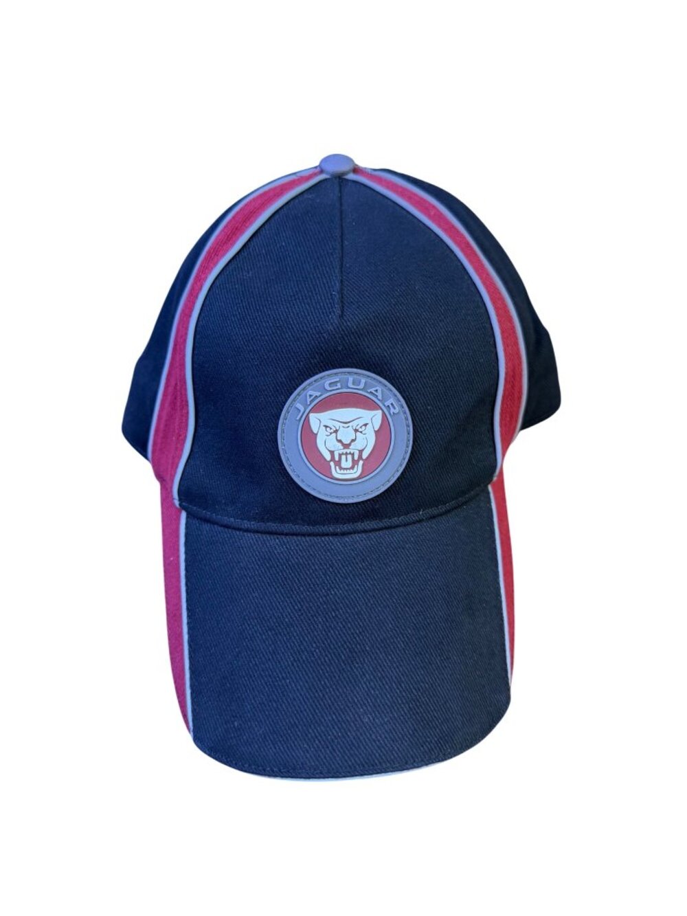 Jaguar Unisex Black Cotton Adjustable Hat Logo Embroidered Stripes One Size